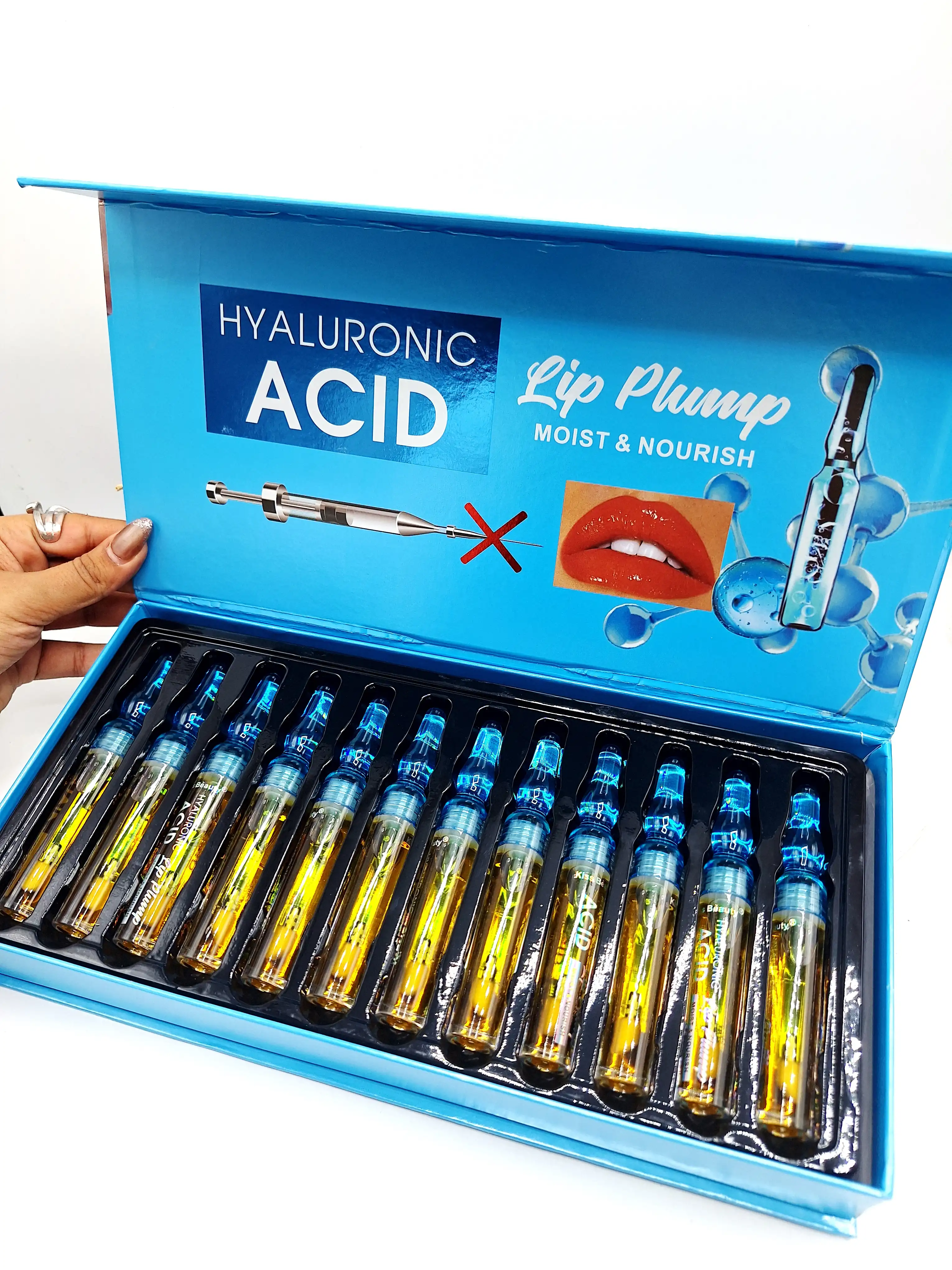 حجم دهنده و آبرسان لب دو کاره آمپولی هیالورونیک اسید برند کیس بیوتی Kiss Beauty حجم 5 میل کد 5817