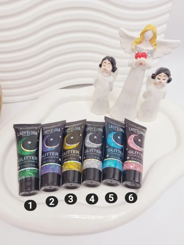 گلیتر مایع تیوپی طرح ماه و ستاره برند GLITTER کد 002